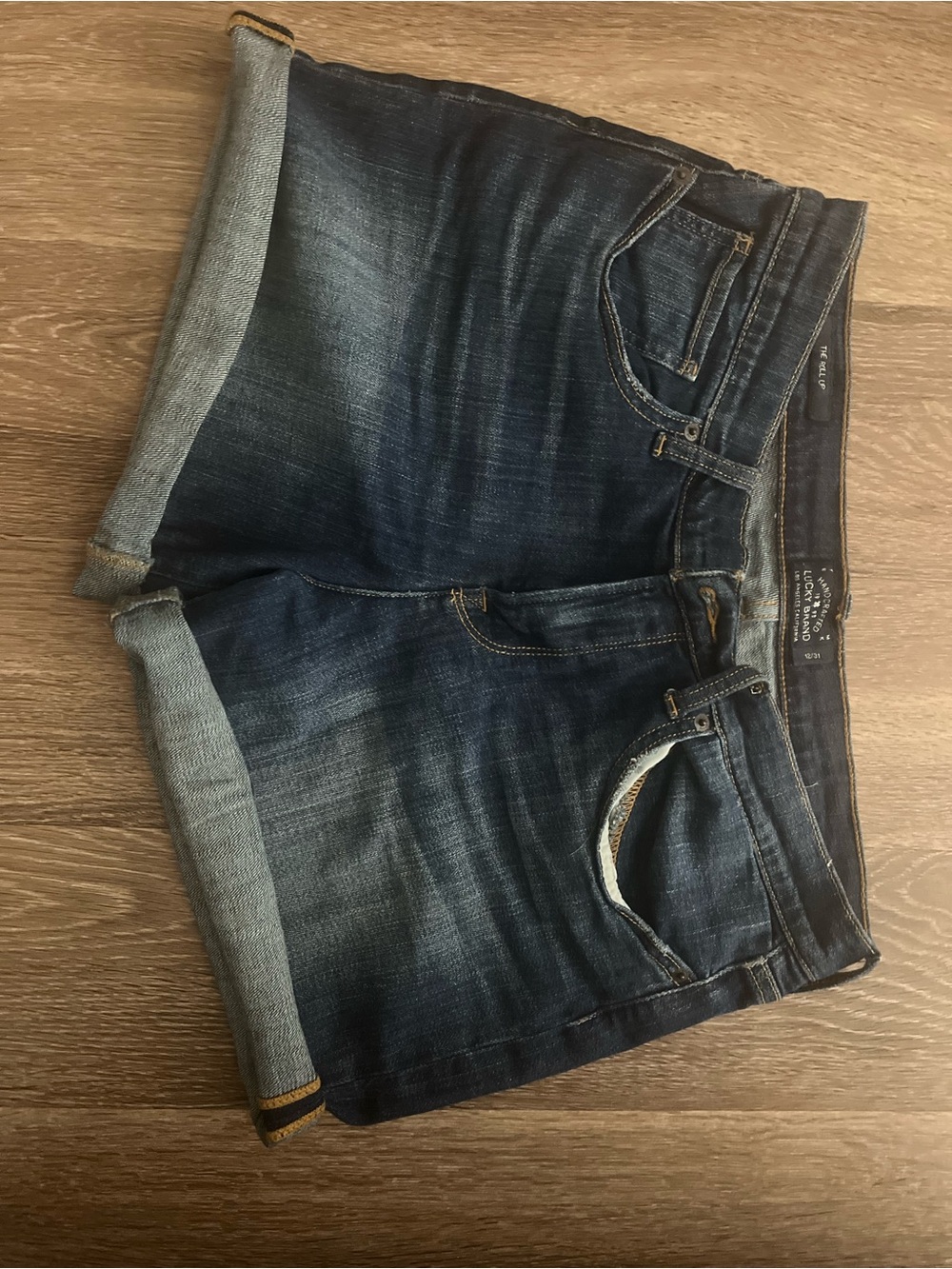 Lucky Brand Dark Blue Rolled Cuff Jean Shorts